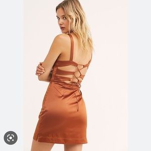 Free people tongue tied mini dress in burnt tile